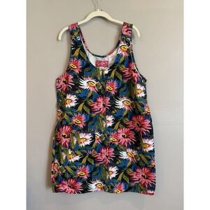 Vintage No Excuses Bright Floral 90s Romper Dress Denim XL